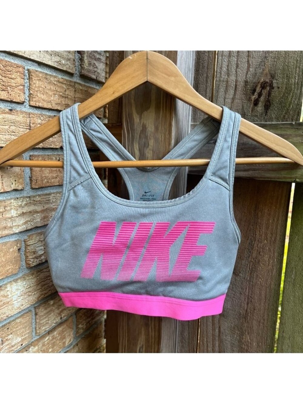 Nike Dri-FIT Gray and Pink Sports Bra